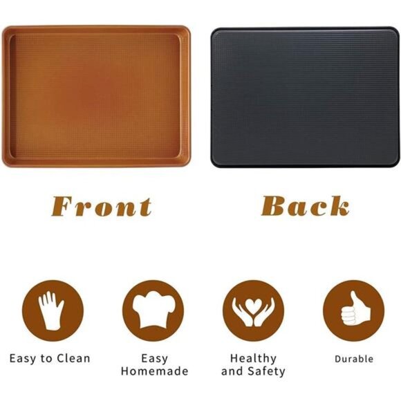 15''x11''x2'' Deep Large Half Sheet Cake Pan Set, 1/2 Size Rectangular 2-Piece - Picture 5 of 7